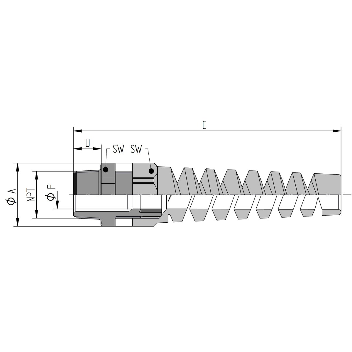 SKINTOP GLAND 0.5"NPT GREY POLYAMIDE